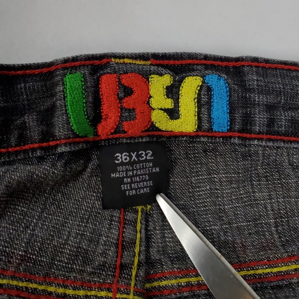 UBUG Jeans Men's‎ 36x32 Dark Wash Embroidered Pocket Baggy Fit Denim Pants - Picture 3 of 12